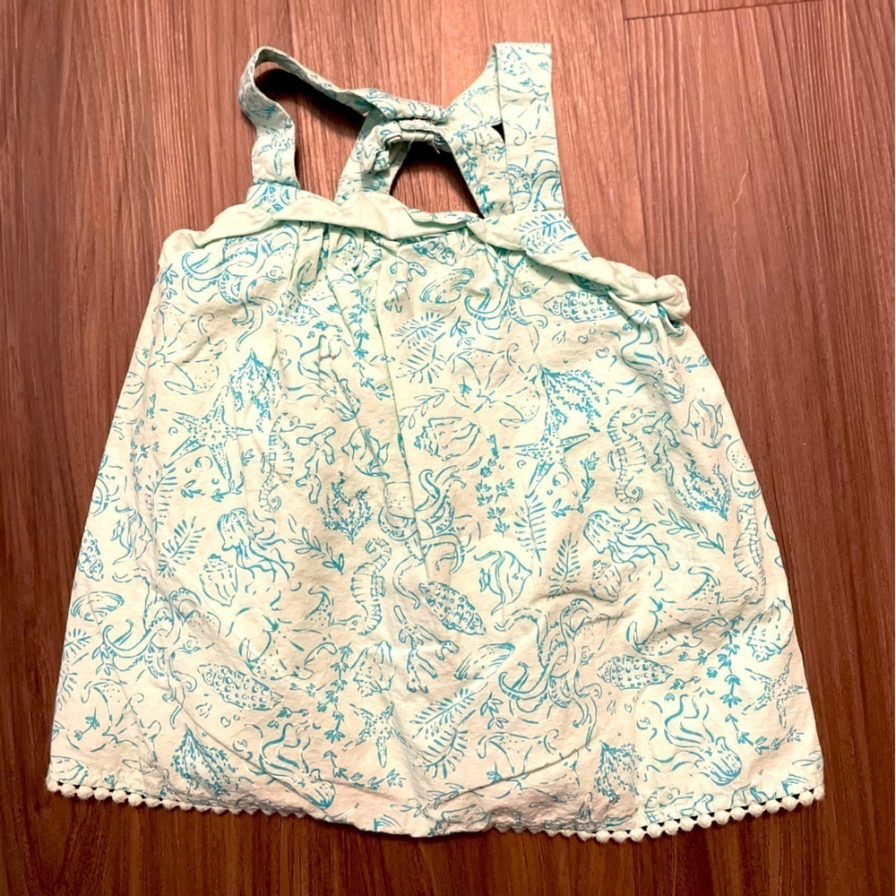 Tommy Bahama Kids Tank Top - Light Blue and Cream ocean print size 4T
